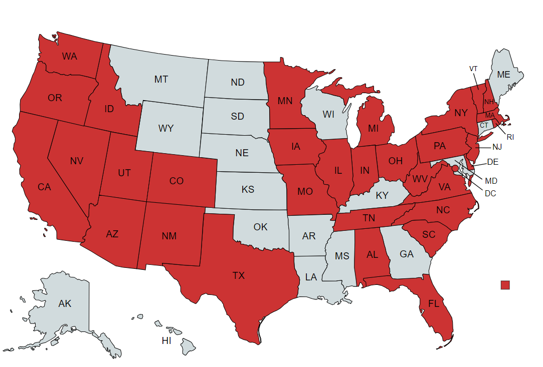 Map of States that use Democracy Live